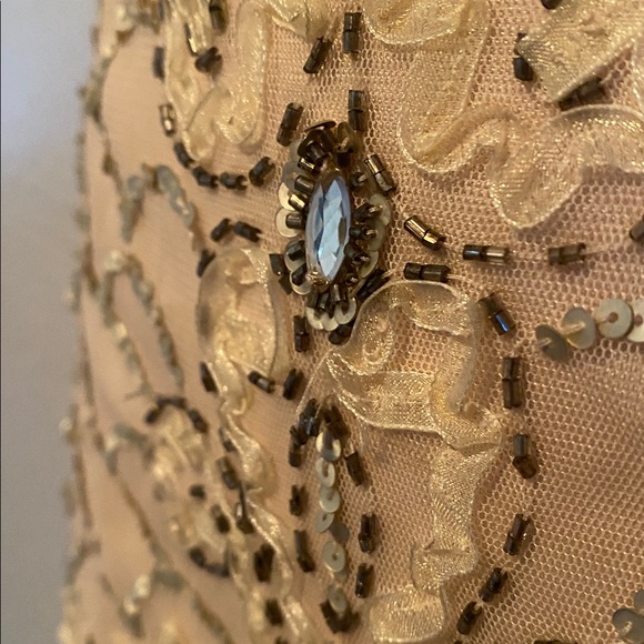 Sue Wong cream lace bead sequin evening cocktail dress 8 - Picture 7 of 15